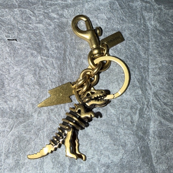 Coach Small Rexy 3D Skeleton Bag Charm Keychain in Brass NEW - Picture 7 of 16